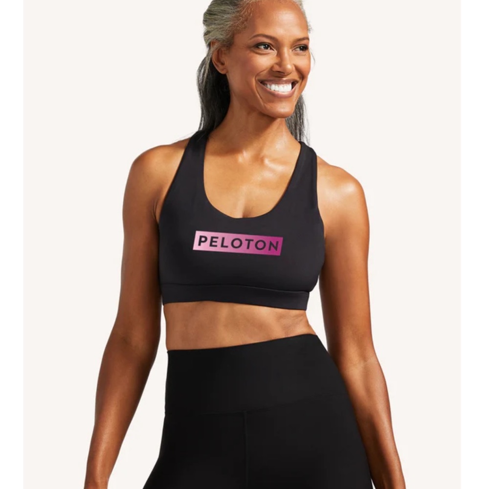 Peloton Go Further Black and Purple Sports Bra - Size Medium!